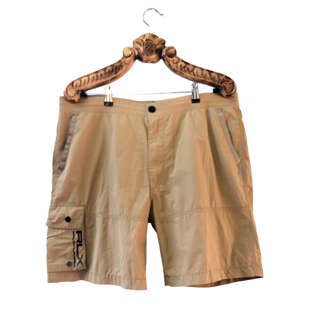 Ralph Laruen RLX Mens Golf Shorts Tan Cargo Shorts Drawstring Waist with Zip 2X